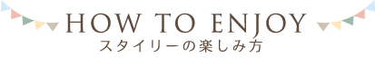 HOW TO ENJOY スタイリーの楽しみ方